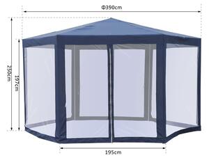 Zahradní párty stan 3,9 x 3,9 m s bočnicemi (moskytiéry) | modrý