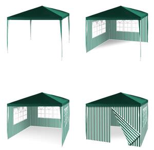 Zahradní párty stan - zelený 3 x 3 m + 2 boční stěny