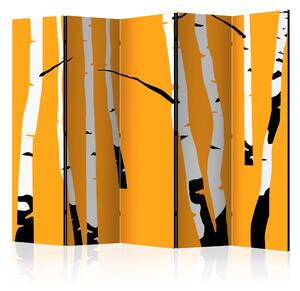 Artgeist Paraván - Birches on the orange background II [Room Dividers] Size: 225x172