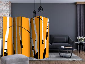 Paraván - Birches on the orange background [Room Dividers]
