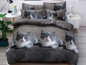 3D povlečení z mikrovlákna KITTEN CUDDLE šedé Rozměr povlečení: 70 x 80 cm | 140 x 200 cm