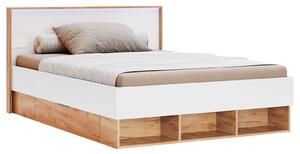 Postel Junior 1,2×2,0 s šuplíky, dub kraft / bílá Asti