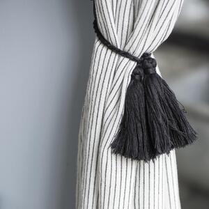 Bavlněný závěs White Black Stripes 220x140 cm
