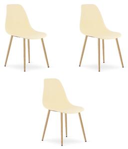 Židle WAT krémová / nohy z přírodního materiálu x 3