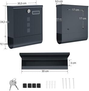 SONGMICS Poštovní schránka - tmavě šedá - 30,5x33,3 cm