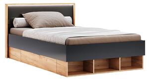 Postel Junior 1,2x2,0 s šuplíky Lava / dub kraft Luna