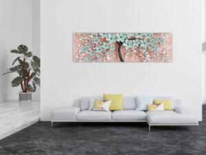 Obraz - Pastelově modré květy (170x50 cm)