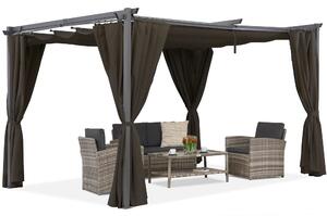 Hnědá pergola La Palma 3x4m se závěsy Garden Point