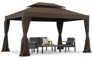 Hnědý zahradní pavilon se závěsy Valencia 3x4m Garden Point