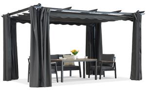 Pergola na terasu Barbados 3x3 m s antracitovými závěsy Garden Point