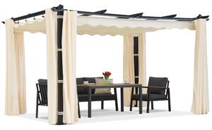 Pergola na terasu Barbados 3x3 m se závěsy Garden Point antracitově béžová
