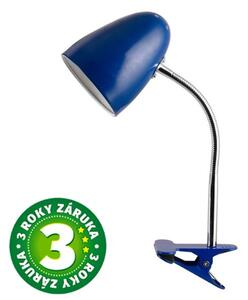 Stolní lampa s klipem na 1 žárovku E27 max 40W, modrá, 3 roky záruka