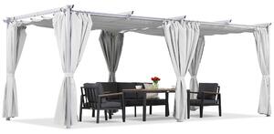 Bílá pergola La Palma 3x6 m se závěsy Garden Point