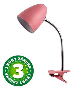 Stolní lampa s klipem na 1 žárovku E27 max 40W, růžová, 3 roky záruka
