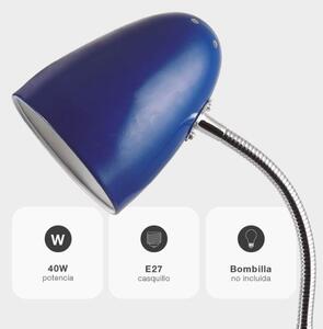Stolní lampa s klipem na 1 žárovku E27 max 40W, modrá, 3 roky záruka