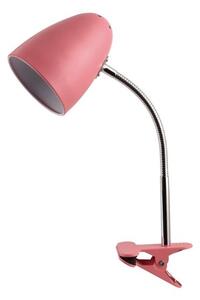 Stolní lampa s klipem na 1 žárovku E27 max 40W, růžová, 3 roky záruka