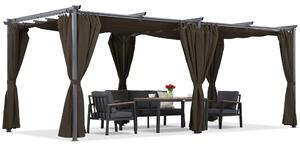 Hnědá pergola La Palma 3x6 m se závěsy Garden Point
