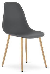 Židle WAT tmavě šedá / nohy z přírodního materiálu x 1