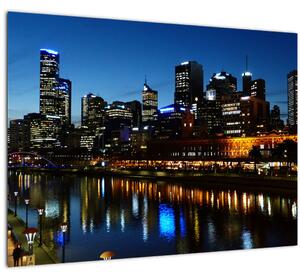 Skleněný obraz noci v Melbourne (70x50 cm)