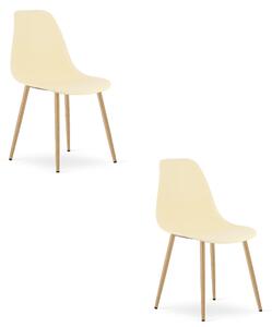 Židle WAT krémová / nohy z přírodního materiálu x 2