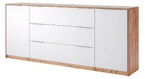 Komoda 2 dveře 3 zásuvky 200 cm dub kraft / bílá Asti