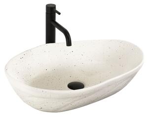 Rea Emilia Grid, umyvadlo na desku 560×380×135 mm, ecru matná – imitace kamene, REA-U3509