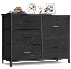 SONGMICS Komoda se 5 zásuvkami, komoda se kovovou konstrukcí, rozměry 98,7 x 30 x 74,7 cm, černá barva