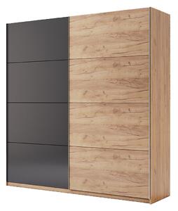 Skříň s posuvnými dveřmi 2,0x2,1m (Dveře Dub Kraft/Mat Láva), série N Luna
