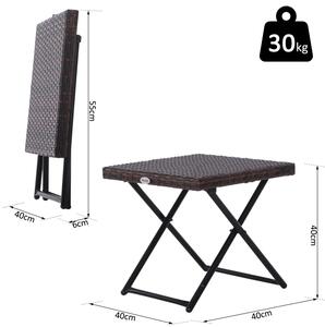 Polyratanový odkládací stolek skládací 40 x 40 x 40 cm | hnědý