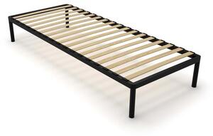 Rám postele BED ALU 80x200, kovový, s dřevěnými lamelami, moderní design, černá barva