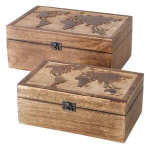 Dřevěné uzamykatelné krabičky MAPY, 2 ks