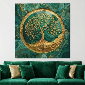 Obraz na plátně - Strom života Zlatá mramorová Odyssea FeelHappy.cz Velikost obrazu (šířka x výška): 40 x 40 cm