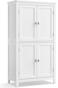 Koupelnová skříň, volně stojící skříň 4 dveře, 30 x 60 x 110 cm, bílá