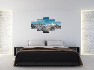 Obraz zasněžených vrcholků, Fiordland (125x70 cm)
