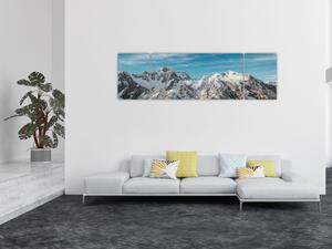 Obraz zasněžených vrcholků, Fiordland (170x50 cm)