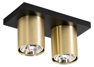 Moderní stropní bodové svítidlo černé se zlatým 2-světlem - Tubo