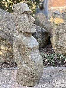 Socha Moai z bazanitu (sopečný kámen) 80 cm – ručně tesaná, Jáva