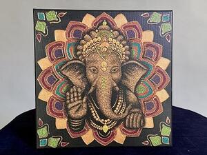Obraz Ganéša 40x40 cm – akryl na plátně od Pavlíny Muchové
