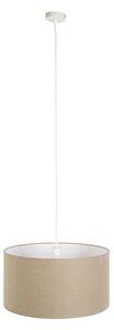 Venkovská závěsná lampa bílá se světle hnědým stínidlem 50cm - Combi