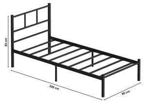 Kovová jednolůžková postel ROVAN 90x200 cm černá nosnost 120 kg