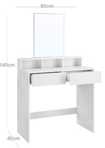 Vasagle Toaletní stolek se zrcadlem Tane, Bílá