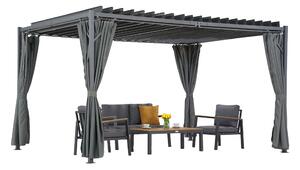 Antracitová terasová pergola Tasos 3x6 m se závěsy Garden Point