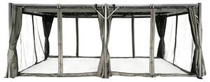Antracitová pergola Tasos 3x6 m s moskytiérou a závěsy Garden Point