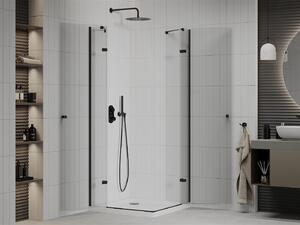 Mexen Roma Duo, sprchový kout 70 (dveře) x 70 (dveře) cm, 6mm čiré sklo, černý profil + sprchová vanička, 854-070-070-70-02-4010B