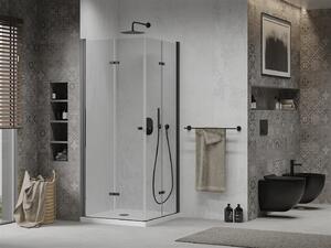Mexen Lima Duo, sprchový kout 70 (dveře) x 70 (dveře) cm, 6mm čiré sklo, černý profil + sprchová vanička, 856-070-070-70-02-4010B