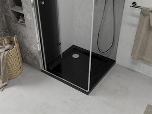 Mexen Lima, sprchový kout se skládacími dveřmi 80 (dveře) x 80 (stěna) cm, 6mm šedé sklo, chromový profil + slim sprchová vanička černá + chromový sifon, 856-080-080-01-40-4070