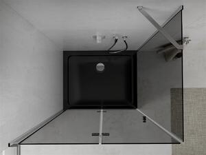 Mexen Lima, sprchový kout se skládacími dveřmi 100 (dveře) x 80 (stěna) cm, 6mm šedé sklo, chromový profil + slim sprchová vanička černá + chromový sifon, 856-100-080-01-40-4070