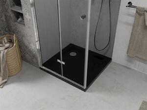 Mexen Lima, sprchový kout 90 (dveře) x 90 (stěna) cm, 6mm šedé sklo, chromový profil + SLIM sprchová vanička černá 5cm s chromovým sifonem, 856-090-090-01-40-4070