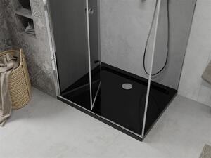 Mexen Lima, sprchový kout se skládacími dveřmi 90 (dveře) x 100 (stěna) cm, 6mm šedé sklo, chromový profil + slim sprchová vanička černá + chromový sifon, 856-090-100-01-40-4070