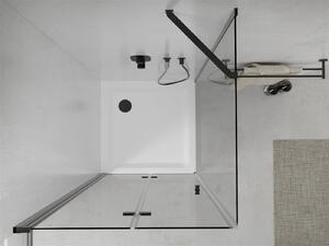 Mexen Lima, sprchový kout se skládacími dveřmi 80 (dveře) x 80 (stěna) cm, 6mm čiré sklo, černý profil + slim sprchová vanička bílá s černým sifonem, 856-080-080-70-00-4010B